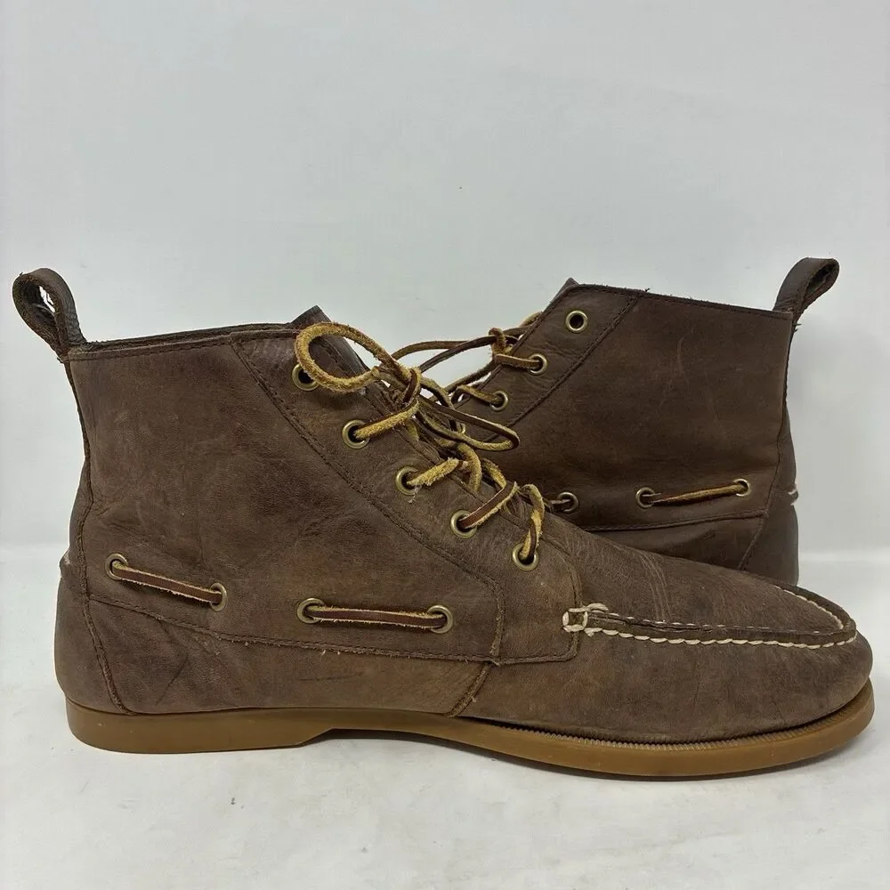 POLO Ralph Lauren 14557 Men's Barrott Brown Leather Boots Shoes Size 13 D